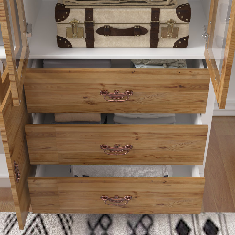 57.5''W Wardrobe With Hanging Pole And Drawers