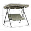Balancelle d'extérieur 3 places avec coussin amovible, support en acier et auvent inclinable pour patio, jardin, piscine, balcon, cour, beige et vert