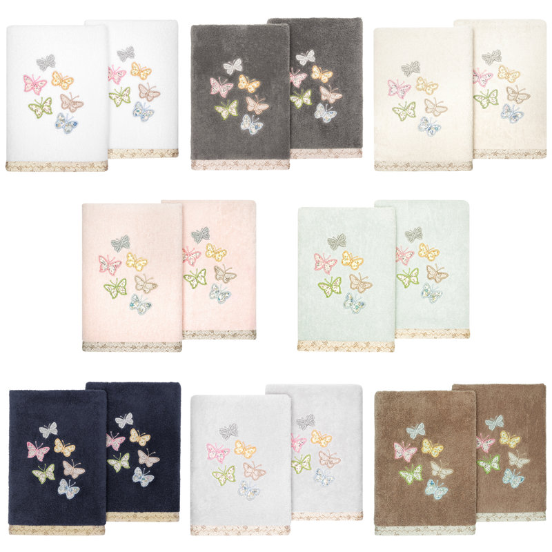 Ensemble de serviettes 100% coton turc, Blanc, Ensemble de 2 essuie-mains 2 pièces