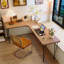 Solid Wood L-Shaped Desk with Metal Base-1797115821