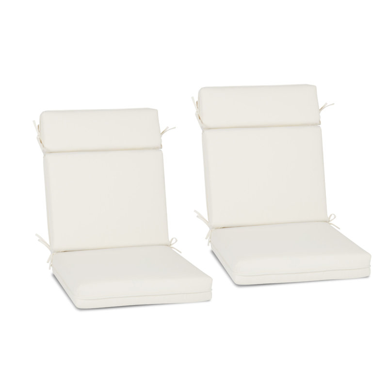 Outdoor High Back Chair Cushion Set of 2, 20" W x 17" D, Ivory