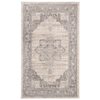 Aurelle Oriental Cream/Grey Area Rug