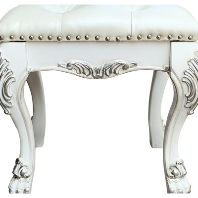 Ii Vanity Stool Bone White - 220Lb Weight Capacity, 21" Seat Width, 17" Depth, And Dependable Chair In Comfortable Seating Option