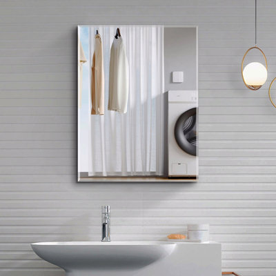 Armoire à pharmacie 20 po x 26 po avec miroir à fixation en surface ou salle de bain encastrée en aluminium