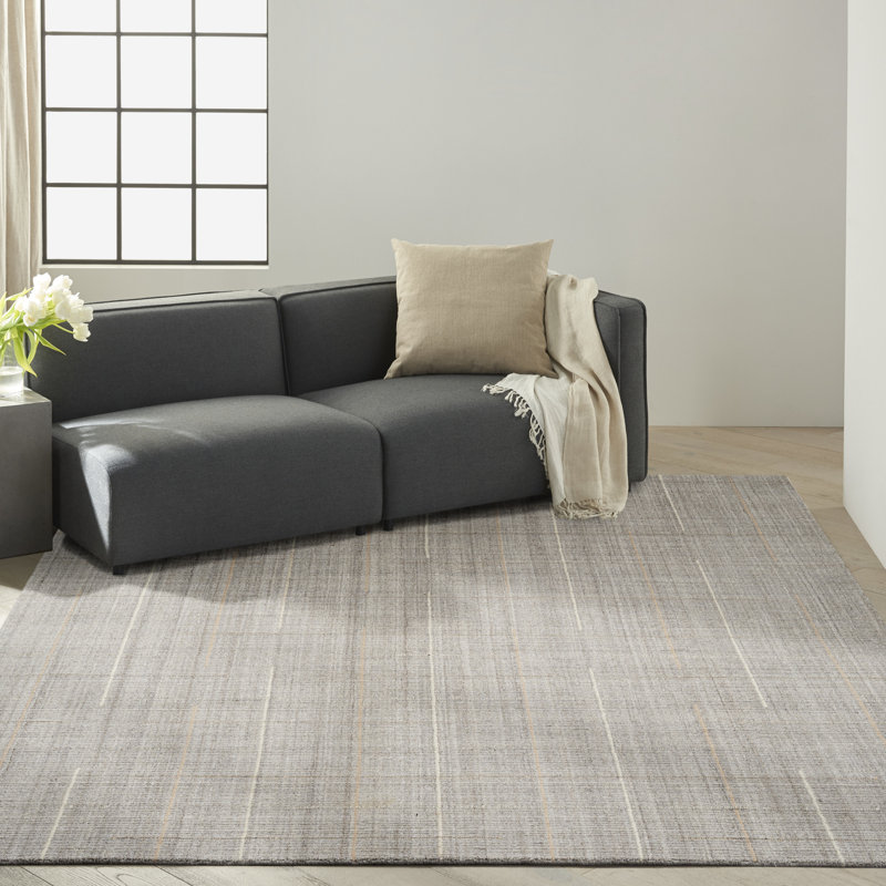Calvin Klein CK041 Architectura 8'6" x 11'6" Grey Farmhouse Indoor Rug, Rectangle 8'6" x 11'6", Gray