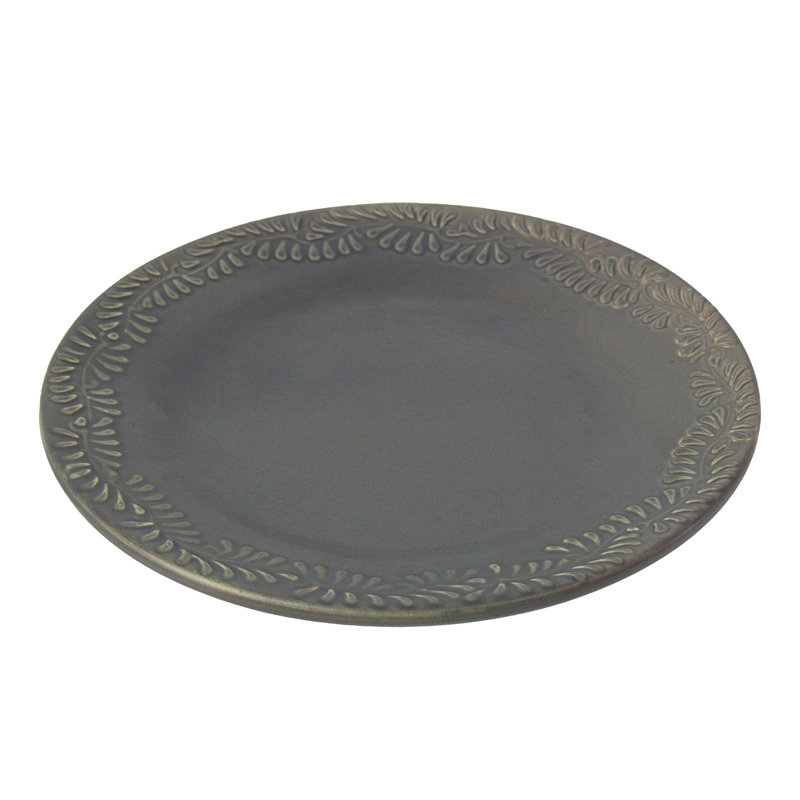 Plat de service en poterie faite à la main Encantada, Blanco, gris