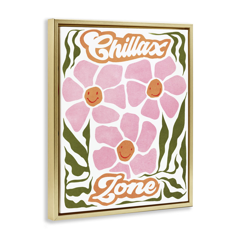 Chillax Zone Groovy Flowers, 31" H x 25" W, Metallic Gold Floater Frame
