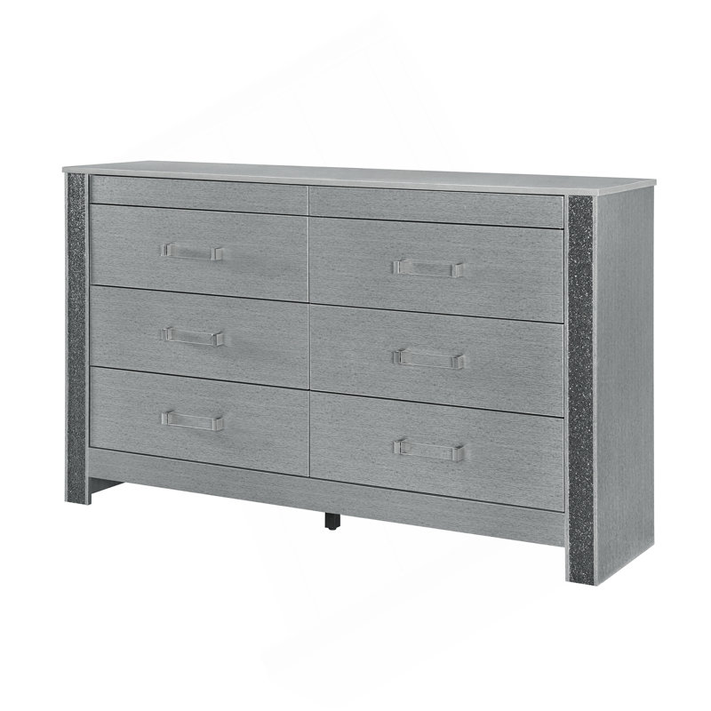 Commode argentée exquise avec compartiment caché et poignées élégantes
