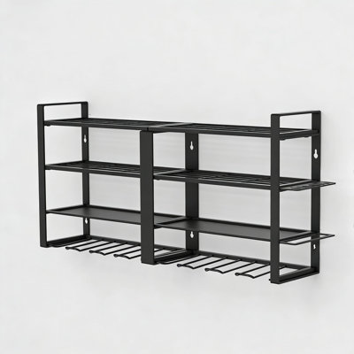 4-Tier Heavy-Duty Metal Wall Mount Tool Organizer With 8 Drill Holders For Garage Storage