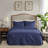 Hypoallergenic Navy Quilted Bedspread Polyester Classic Bedroom