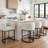 Modern Barrel Counter Stools with Backrest and Arms, Linen Fabric Upholstered Accent Barstools for Kitchen Island,Support 450 LBS-1080279876