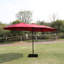Parasol de patio rouge 15 x 9 pi avec auvent rectangulaire double et base. Abat-jour supplémentaire pour la plage et le jardin. -, structure en acier rouille, manivelle pratique, grand évent avec base extérieure - rouge. Très grand