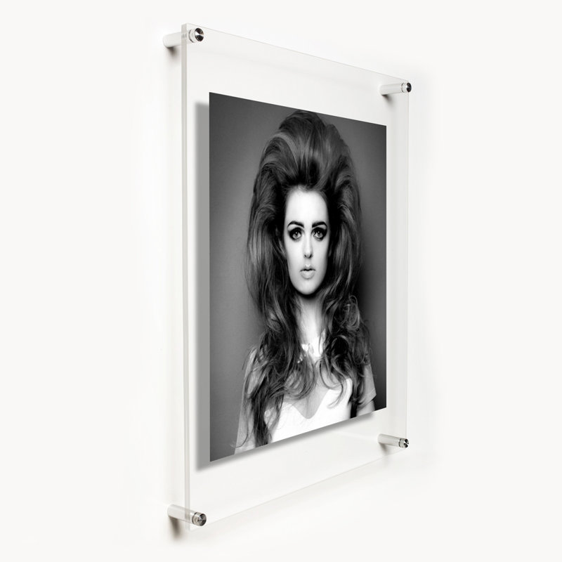 Double Panel Floating Acrylic Picture Frame, 20" W x 30" H, Silver