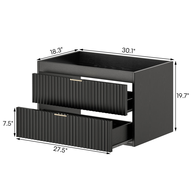 Base de meuble-lavabo simple 30 po seulement, Black