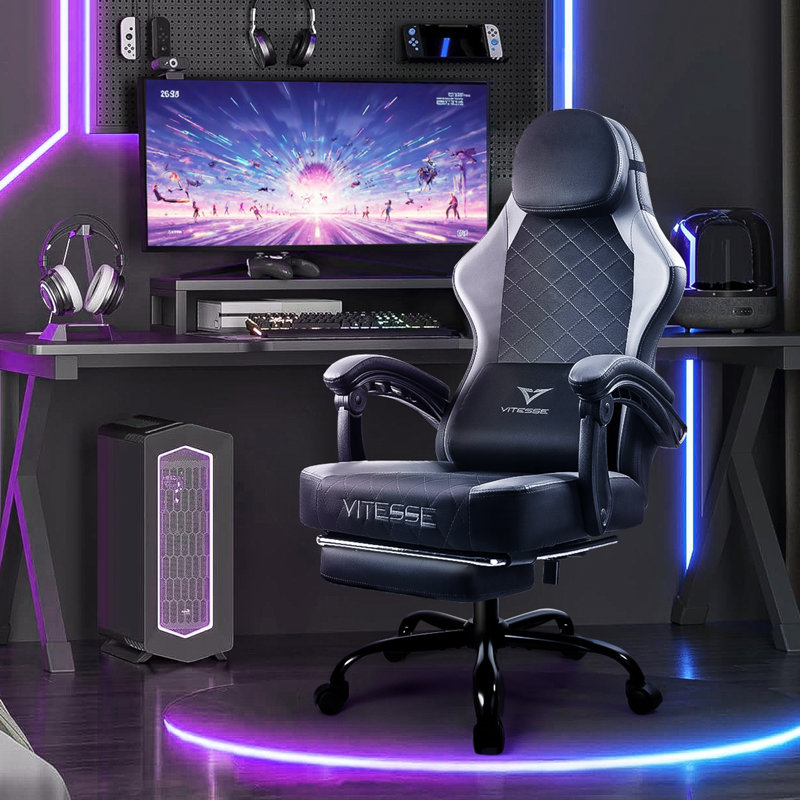 Fauteuil de jeu réglable et inclinable, Noir / gris