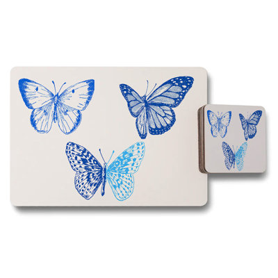 Placemat and Coaster Set With Coffee Cup and Book Stack Art