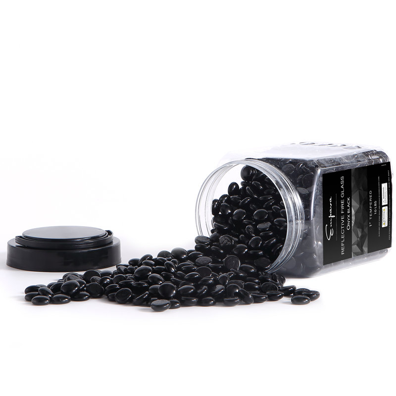 Empava 10 lb Verre de foyer de 1,0 po pour foyer au gaz, Noir