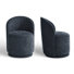 Upholstered Modern Navy Polyester Blend Barrel Swivel Side Dining Chair (Set of 2)