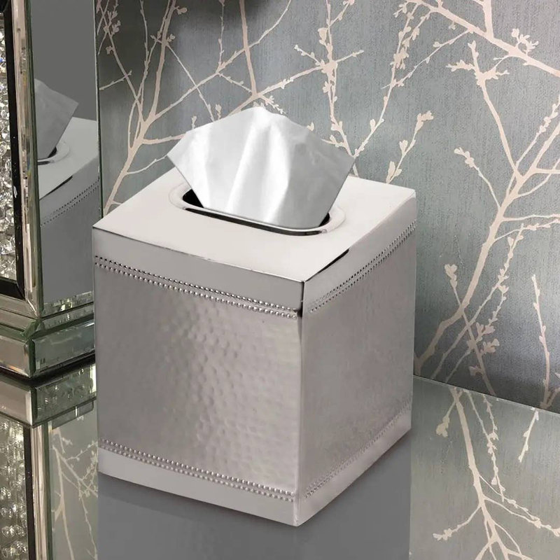 Boîte à mouchoirs Oneita | Porte-papier hygiénique carré en papier de forme carrée | Martelé / finition brillante