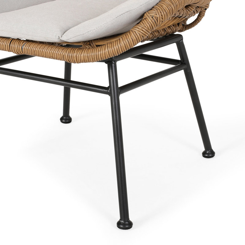 Chaise beige et brune avec structure en fer, Brun, Beige