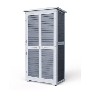 (1 of 1 )Aiho 63-Inch High Solid Wood Vertical Storage Shed