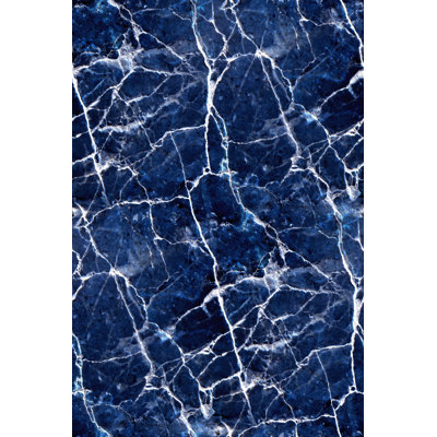 Tapis décoratif moderne à motif de marbre bleu