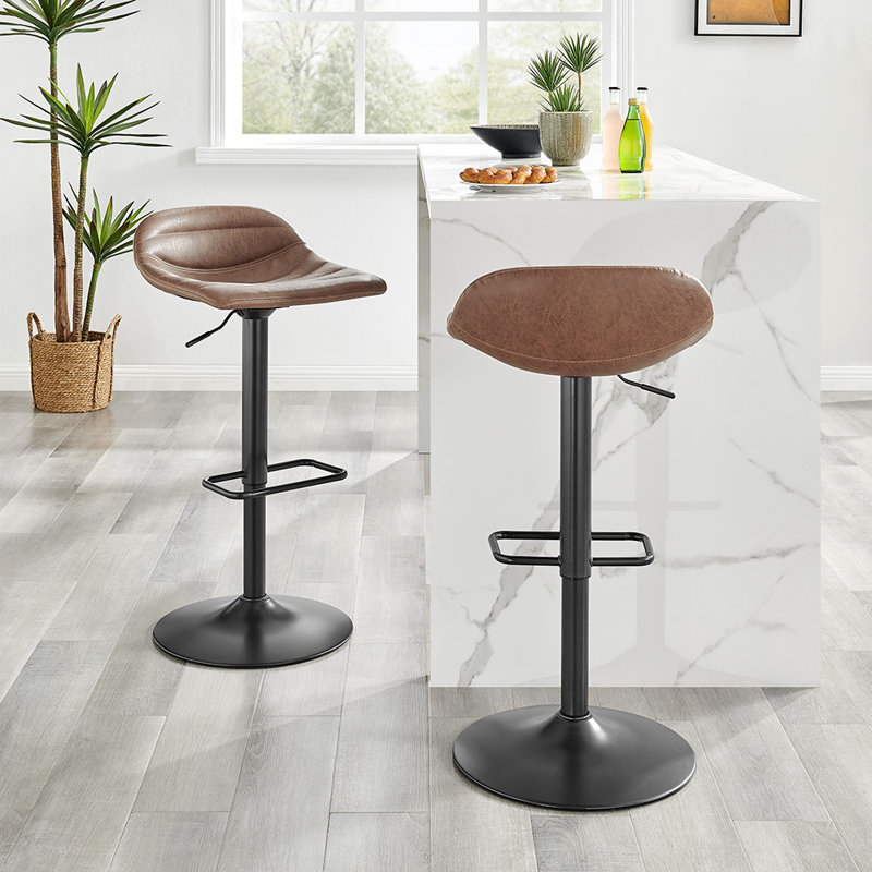 Swivel Upholstered Adjustable Height Counter Stool, Umber Brown