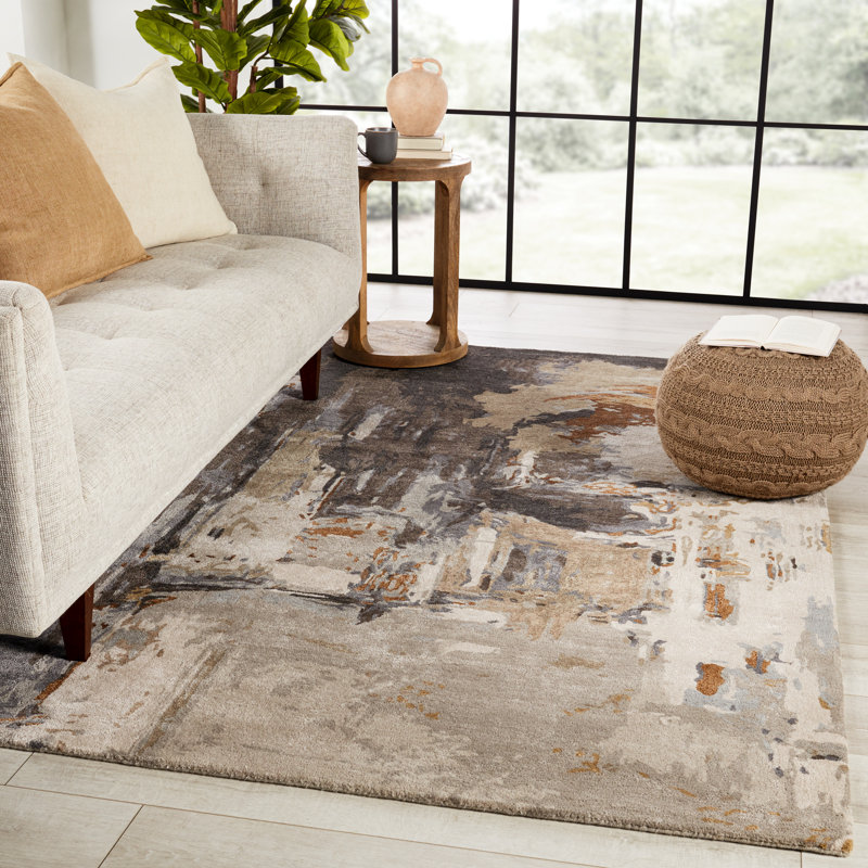 Tapis brun / gris touffeté à la main Marasco, Rectangle 5 pi x 8 pi