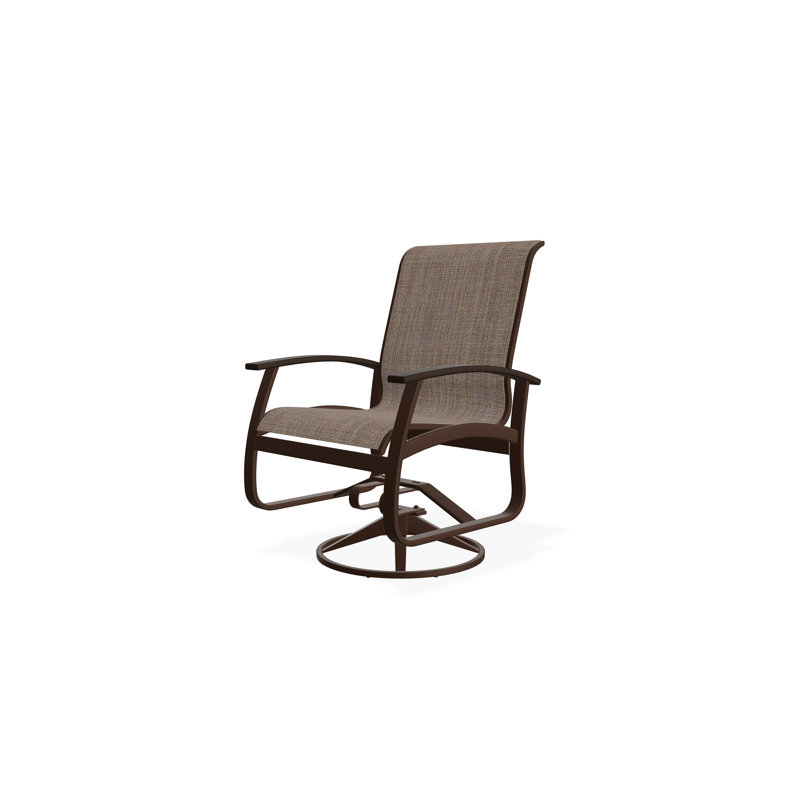 Belle Isle Sling Aluminum Frame Dining Height Swivel Rocker with Marine Grade Polymer Arm Accent, Kona