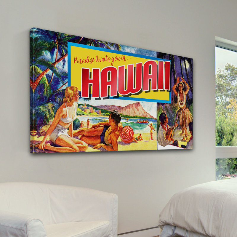 « paradise hawaii » par samedi soir, reproduction d’art sur toile tendue, H 12 po x l 24 po