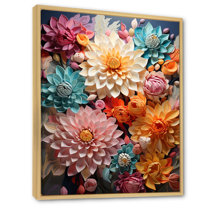 Mums Intertwine Burst Of Color - Décoration murale mamans, H 44 po x l 34 po x P 1,5 po, Cadre naturel flottant