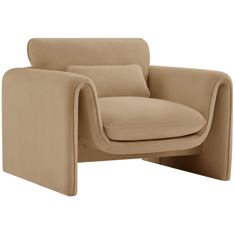 Sloan 42 inches W Velvet Armchair, Camel Velvet