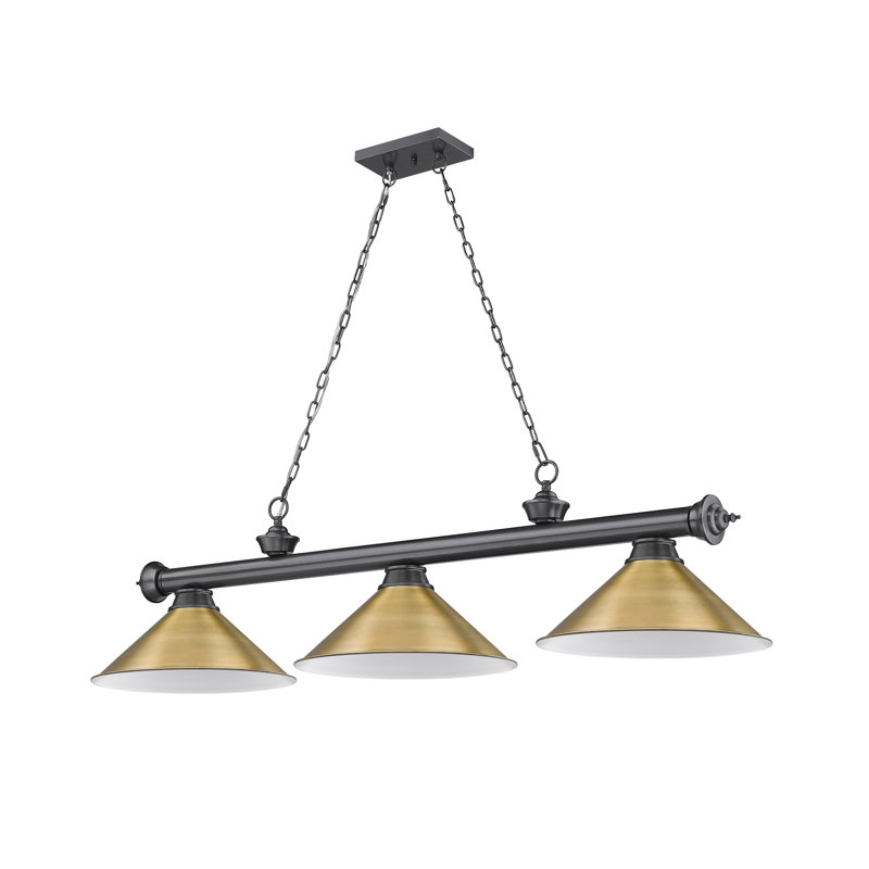 Annaleisa 3 - Light Pool Table Lights Pendant, Rubbed Brass