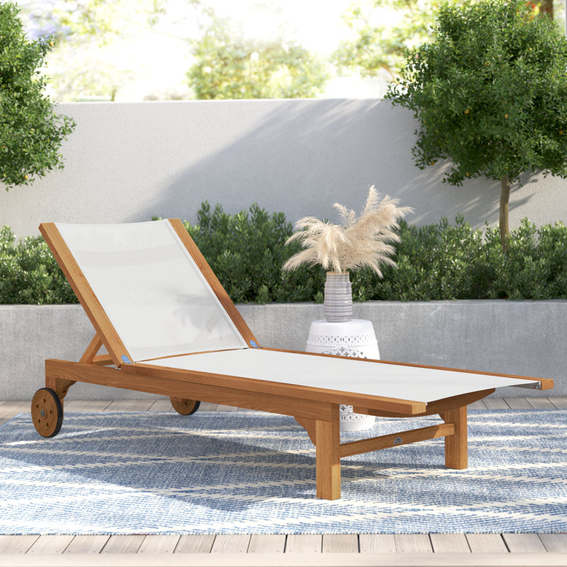 Trakas Montauk Teak Outdoor Reclining Sunlounger, White