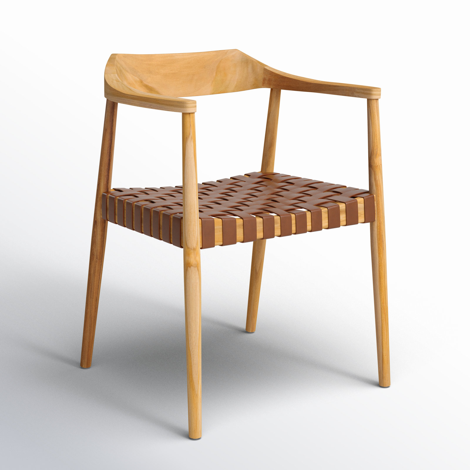 Noreen Accent Chair, Natural, Light Honey Genuine Leather