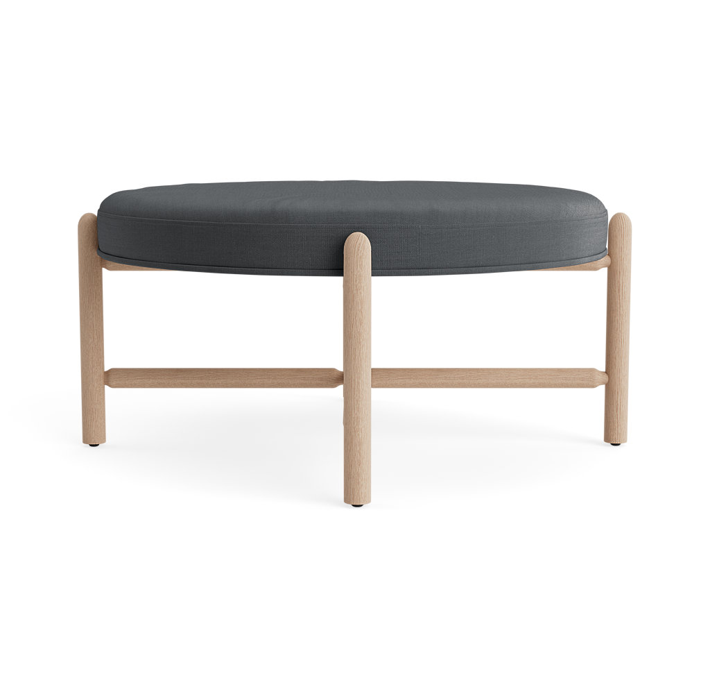 Vane 36" Upholstered Ottoman, Charcoal, Oak