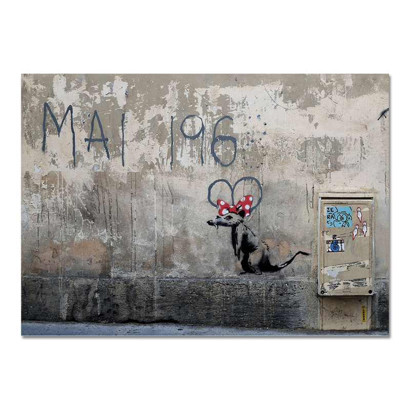 Never 1968 Mouse by Banksy - No Frame Print on Plastic / Acrylic, 65cm H x 95cm W