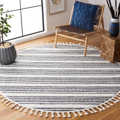 Moroccan Tassel Shag Performance Striped Rug