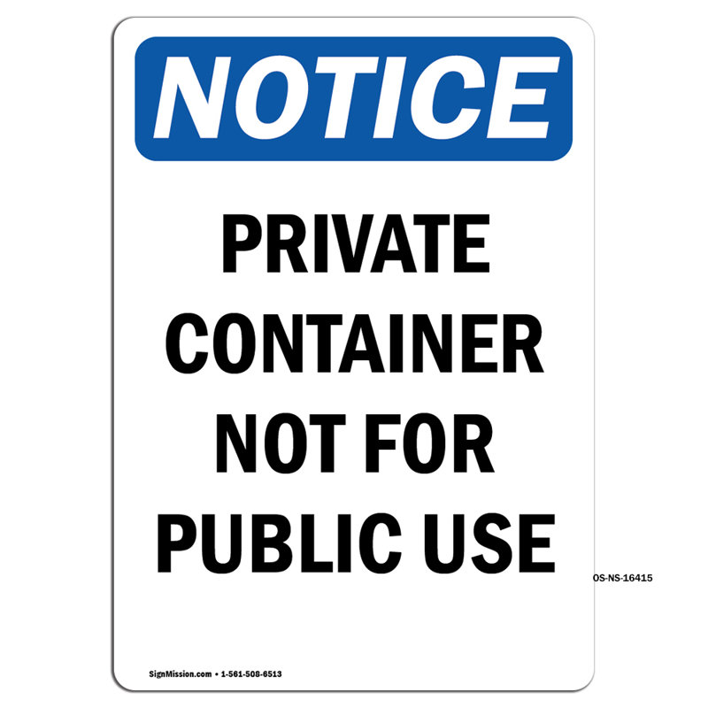 Enseigne de contenant privé non à usage public