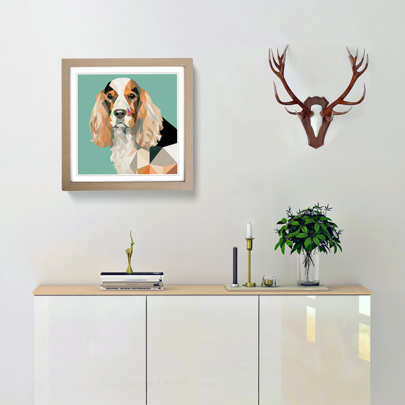 Cocker Spaniel Bauhaus - Framed Print, Oak