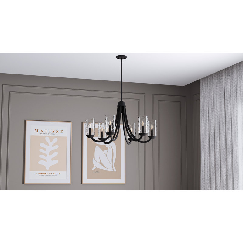 Lustre 8 lumières Allard, 6 lumières, Noir mat, H 20 po x l 32 po x P 32 po