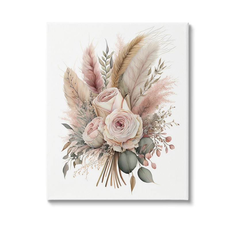 «Roses and Country Reeds» par LSR Design Studio, H 20 po x l 16 po x P 1,5 po, Toile tendue