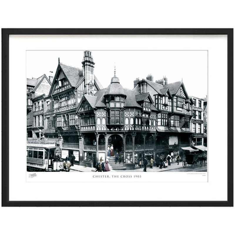 Chester, The Cross 1903 by Francis Frith - Single Picture Frame Print, 45cm H x 60cm W x 2.3cm D, Black/White spot colouring