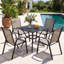 Ensemble de 4 fauteuils de jardin empilables, en textilène résistant aux intempéries, à dossier haut, pour terrasse, balcon ou piscine.-2016387146-2016387150
