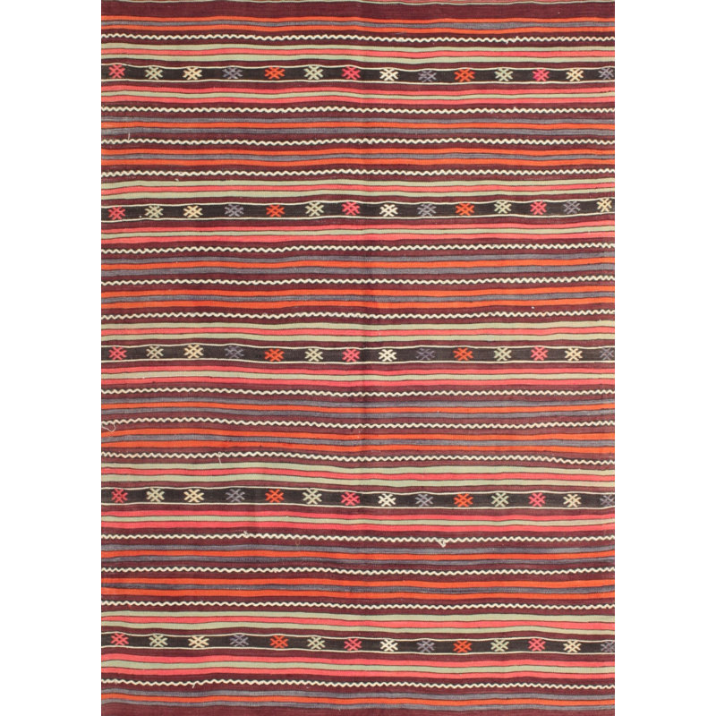 Rouge/vert contemporain Tapis décoratif, Rectangle 2 pi x 4 pi