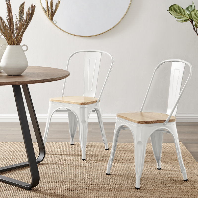 Chaise d'appoint empilable en métal Honora, Blanc