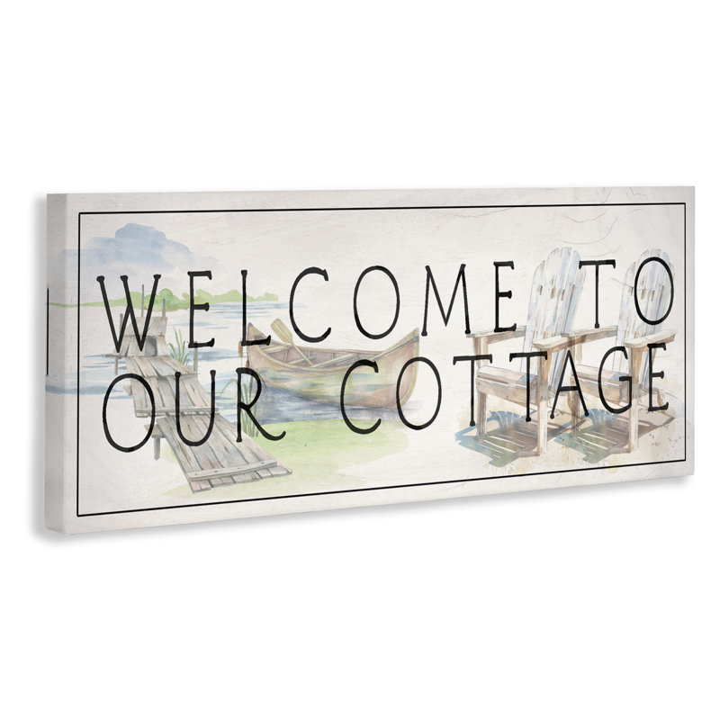 «Welcome Cottage at Lake's Edge», toile par Lil 'Rue, H 10 po x l 24 po