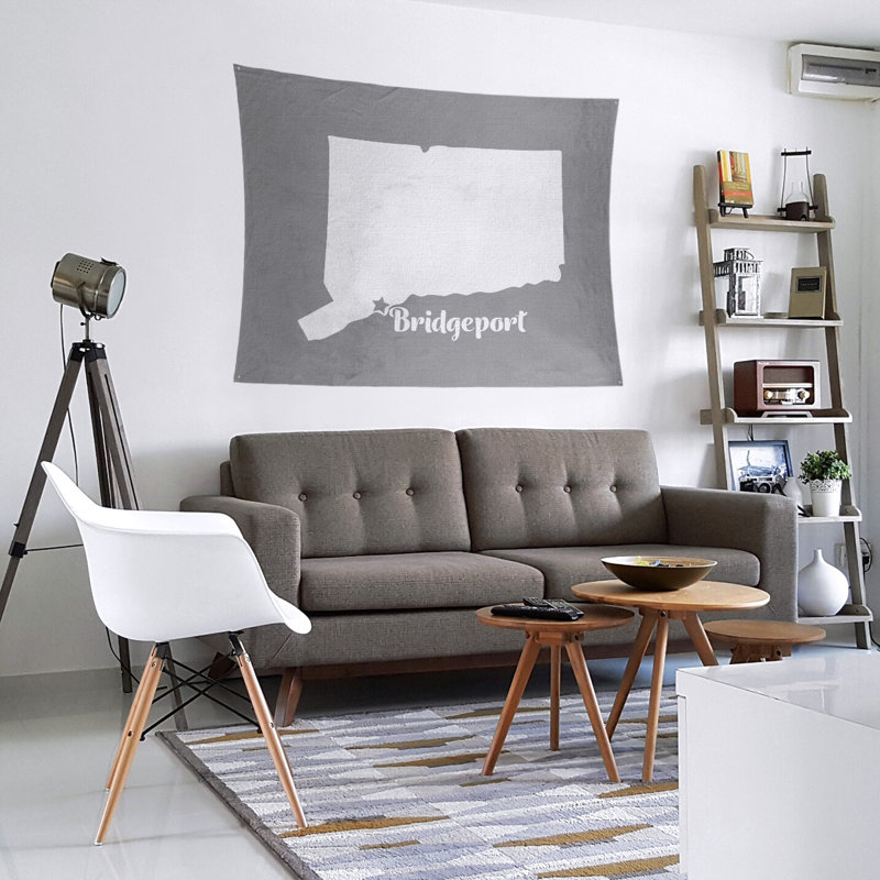 Tapisserie murale connecticut bridgeport, H 27,5 po x l 37,5 po, Gris