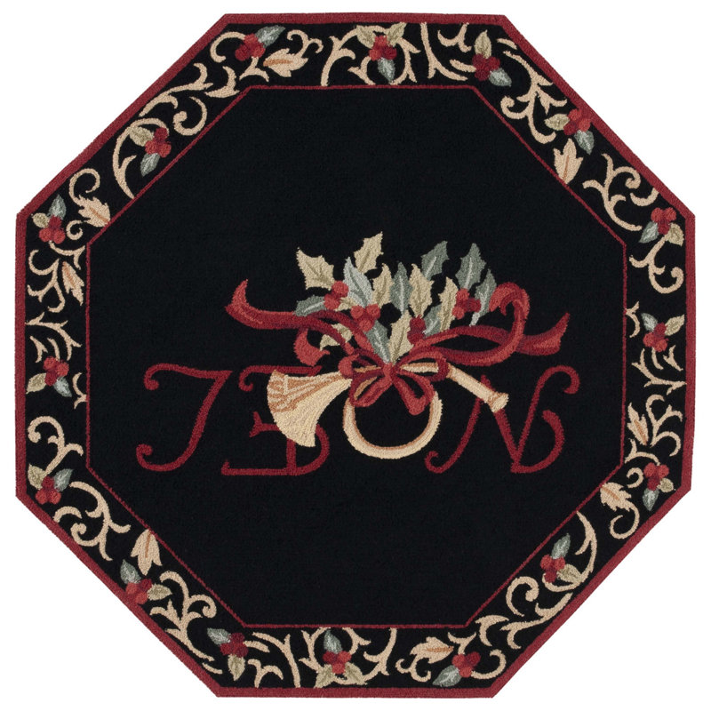 Paget Hand Hooked Wool Pile Floral Rug, Octagon 6' X 6' 
