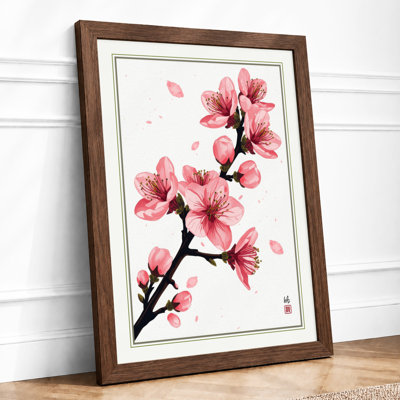 Moonlit Cherry Blossom Japandi - Framed Print